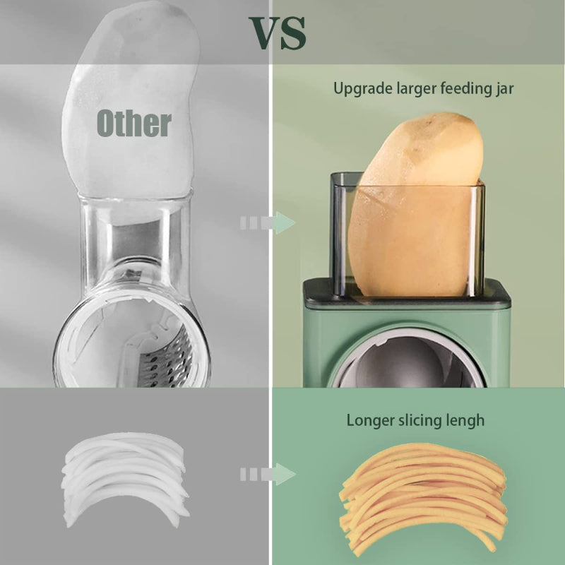 4-in-1 Rotary Vegetable Cutter – Stainless Steel Multi Slicer & Grater