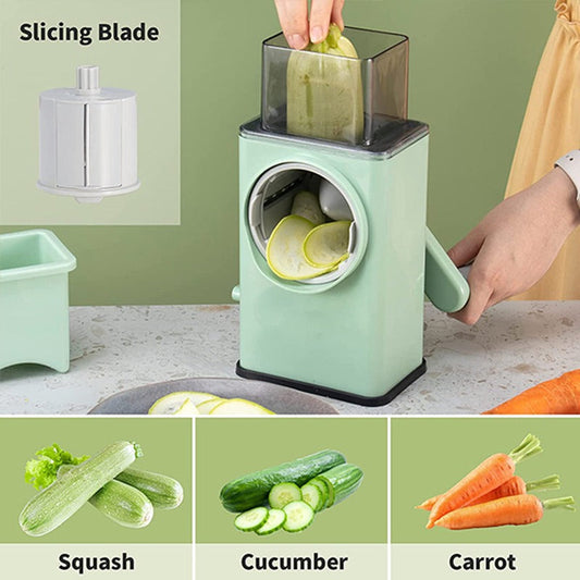 4-in-1 Rotary Vegetable Cutter – Stainless Steel Multi Slicer & Grater