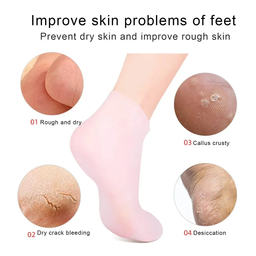 Silicone Gel Spa Socks & Gloves Set – Cracked Heel Repair & Moisturizing Care ✨