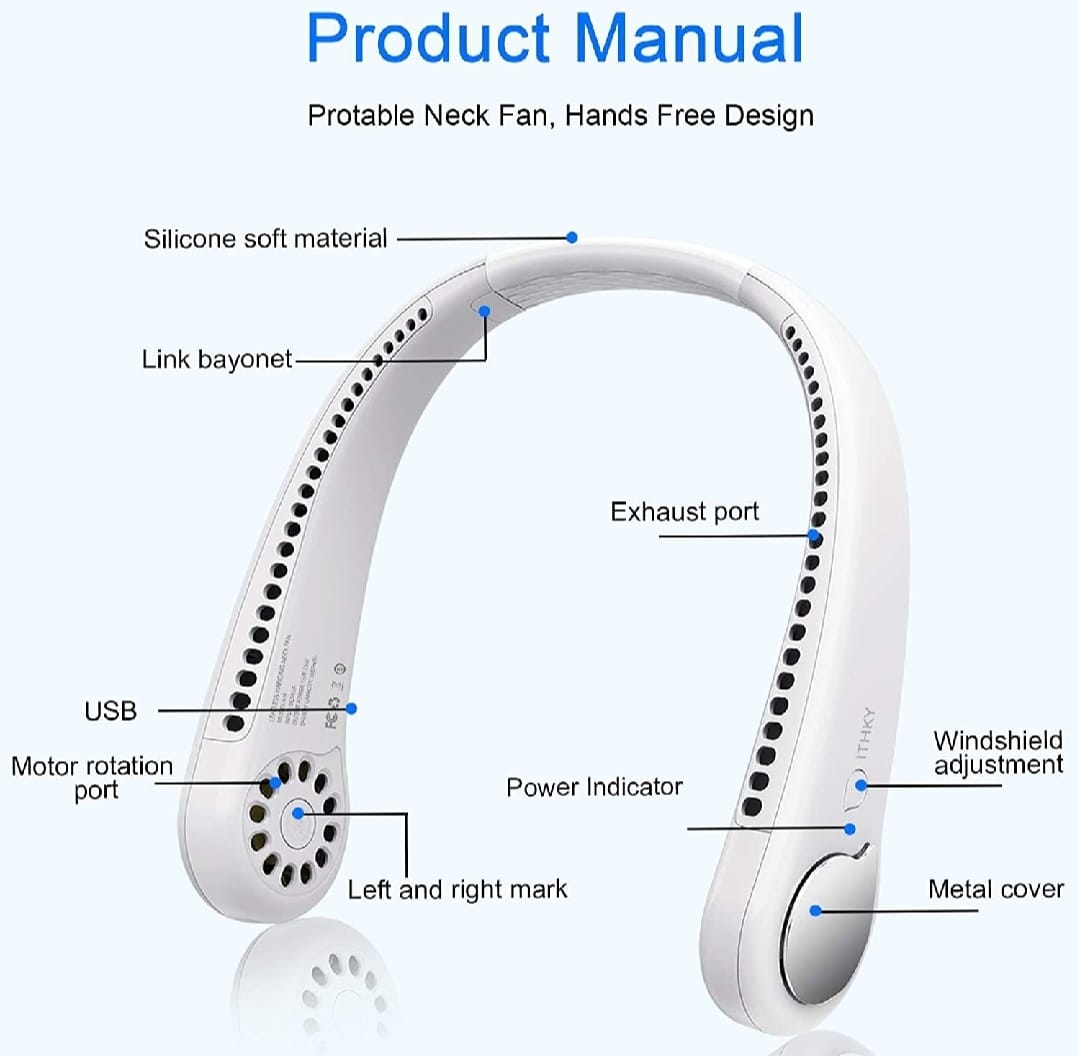 USB Rechargeable Neck Fan | 3 Modes Fan Speed