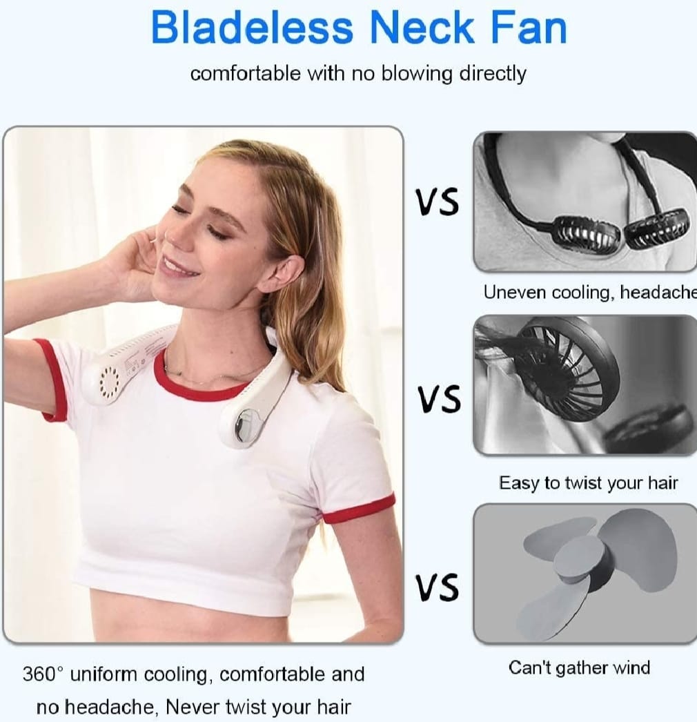 USB Rechargeable Neck Fan | 3 Modes Fan Speed
