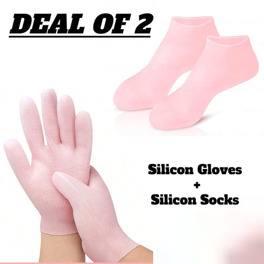 Silicone Gel Spa Socks & Gloves Set – Cracked Heel Repair & Moisturizing Care ✨